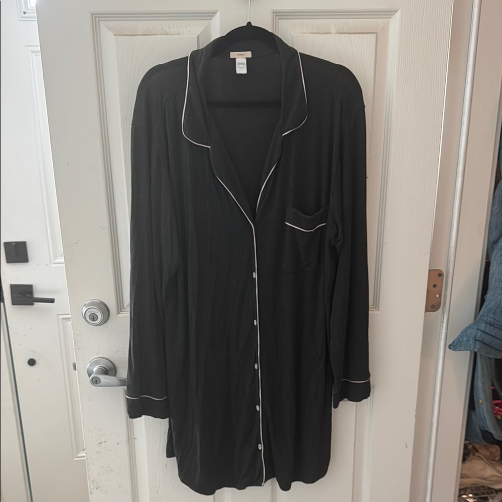 Eberjey Charcoal Nightshirt with Light Trim
